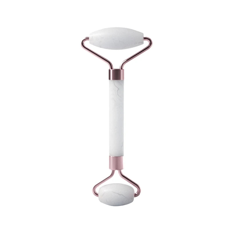 Rouleau de Massage Visage en Quartz Rose avec Pierre Gua Sha