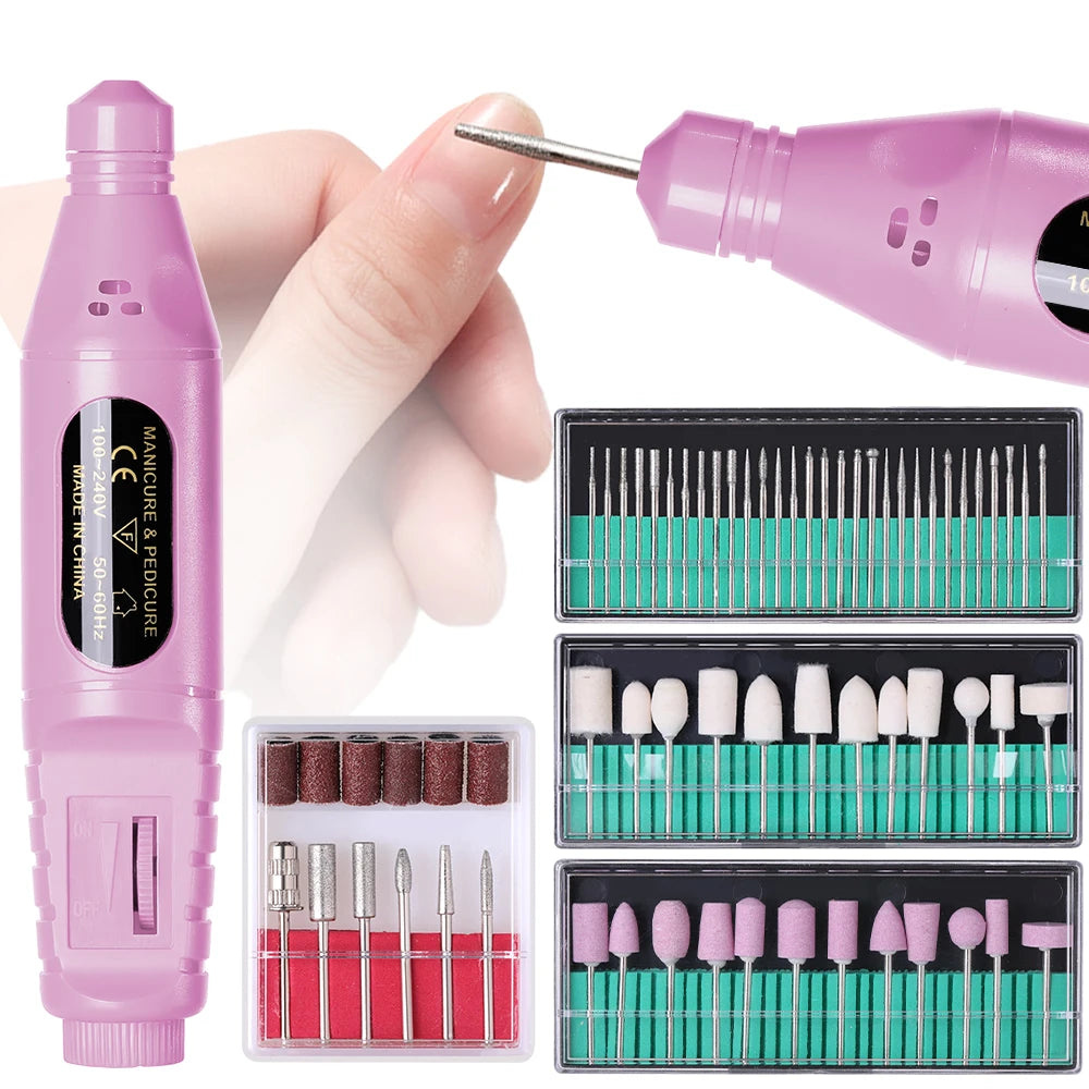 Kit Ponceuse Électrique Professionnelle pour Ongles – Coffret Complet Manucure & Pédicure