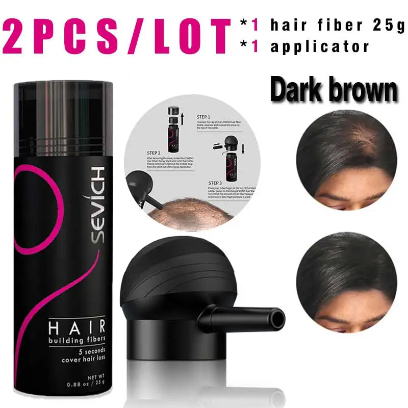 Poudre de Fibres Capillaires SEVICH à la Kératine – Effet Cheveux Plus Denses, Camoufle les Zones Clairsemées et la Perte de Cheveux