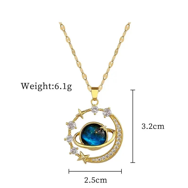 Collier Constellation Luxe – Planète et Lune