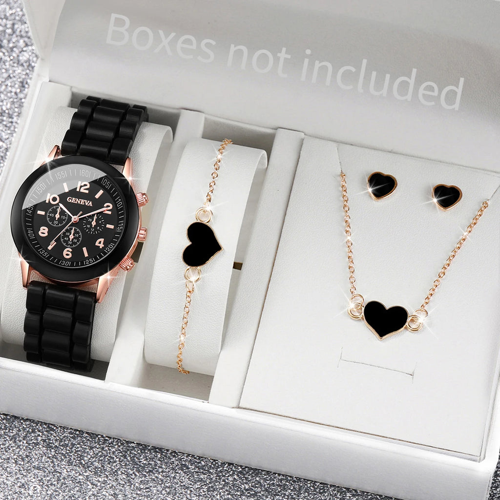 Coffret Montre Femme & Bijoux Cœur – Élégance Signature