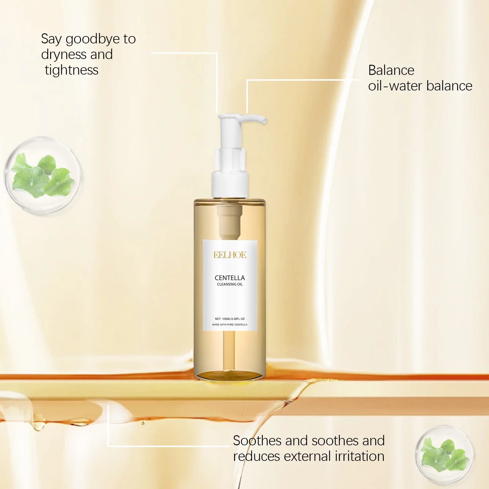 ✨ Huile Démaquillante Premium à la Centella Asiatica – Élimine le Maquillage Waterproof, Purifie et Sublime la Peau