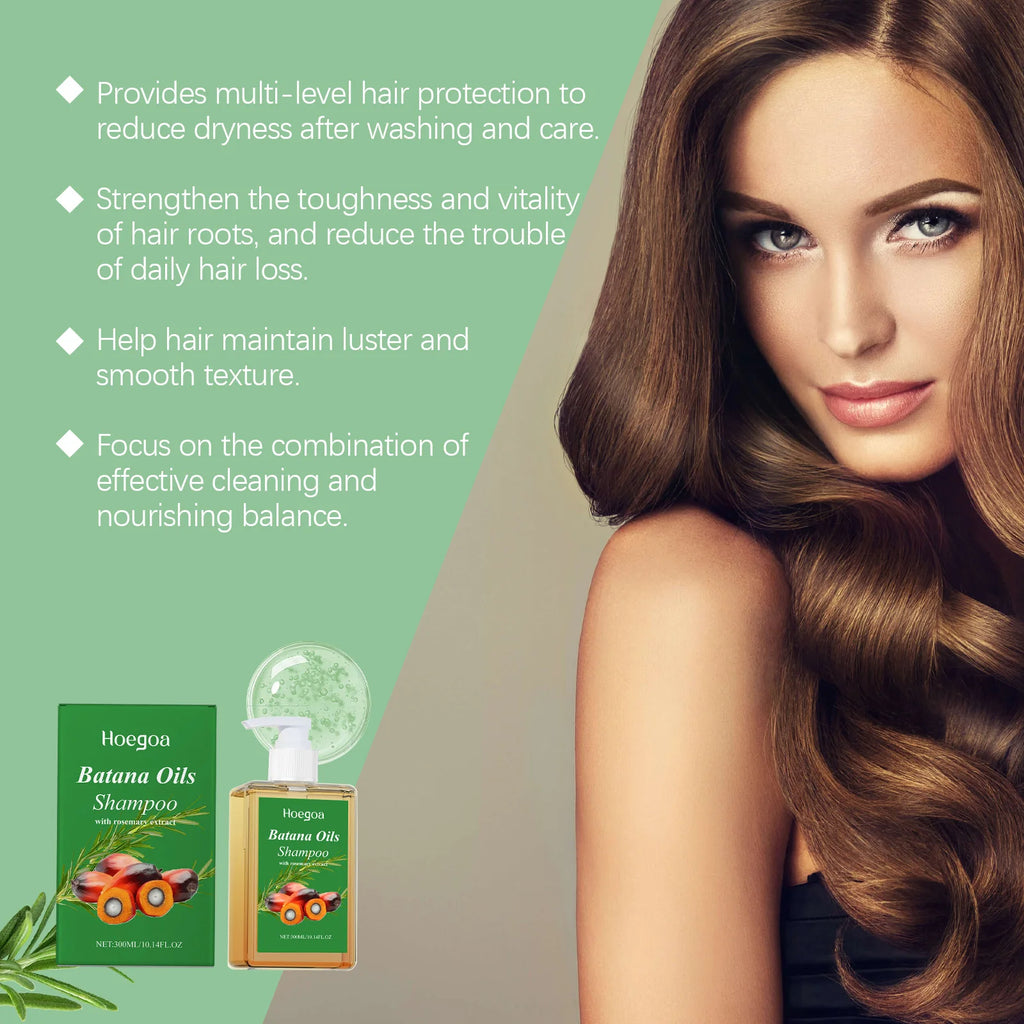 Shampoing HOEGO à l’Huile de Batana Bio – Soin Réparateur Intensif du Cuir Chevelu et Nutrition Profonde aux Extraits de Romarin pour Tous Types de Cheveux
