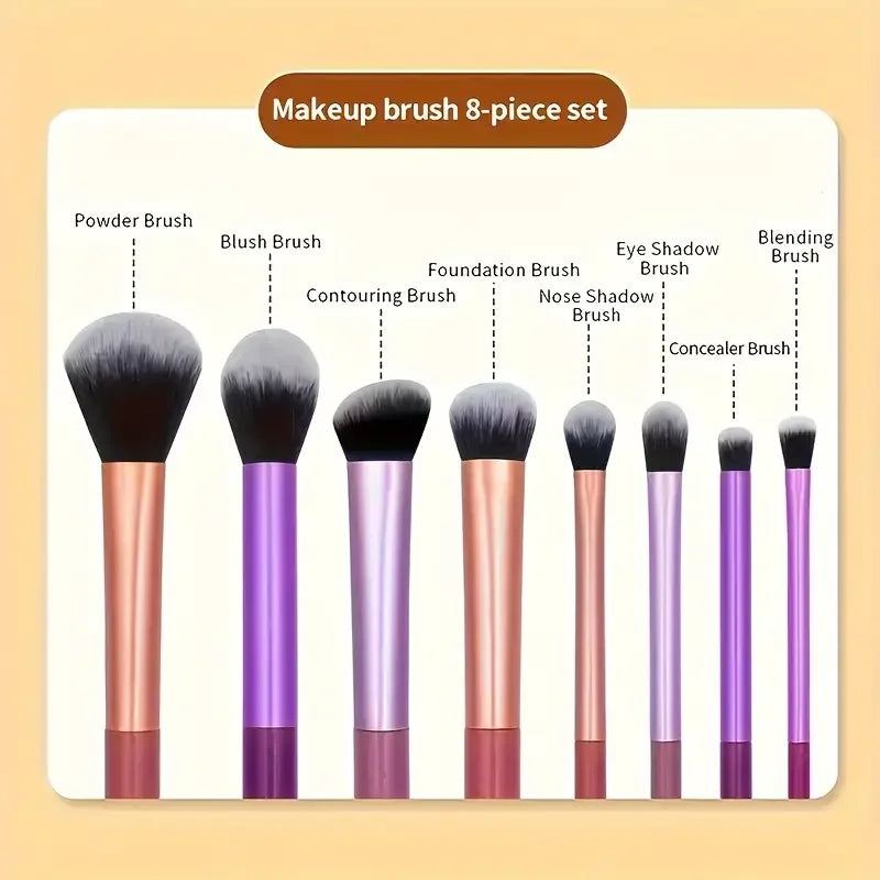 Kit de 8 Pinceaux de Maquillage Professionnels - Doux , Précis et Faciles à Utiliser