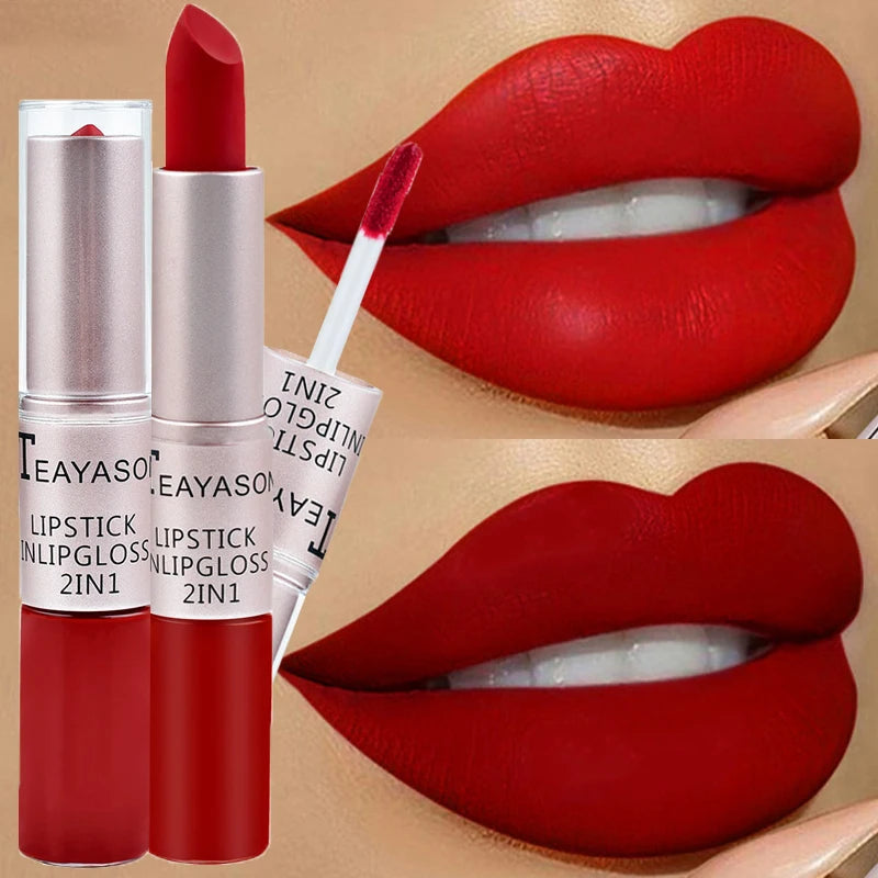 Rouge à Lèvres Velours Mat Premium – Longue Tenue 2-en-1 💄