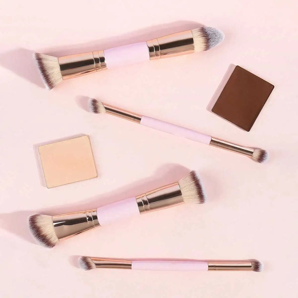 ✨ Coffret Luxe de 4 Pinceaux de Maquillage Professionnels – Double Embout & Étui Premium