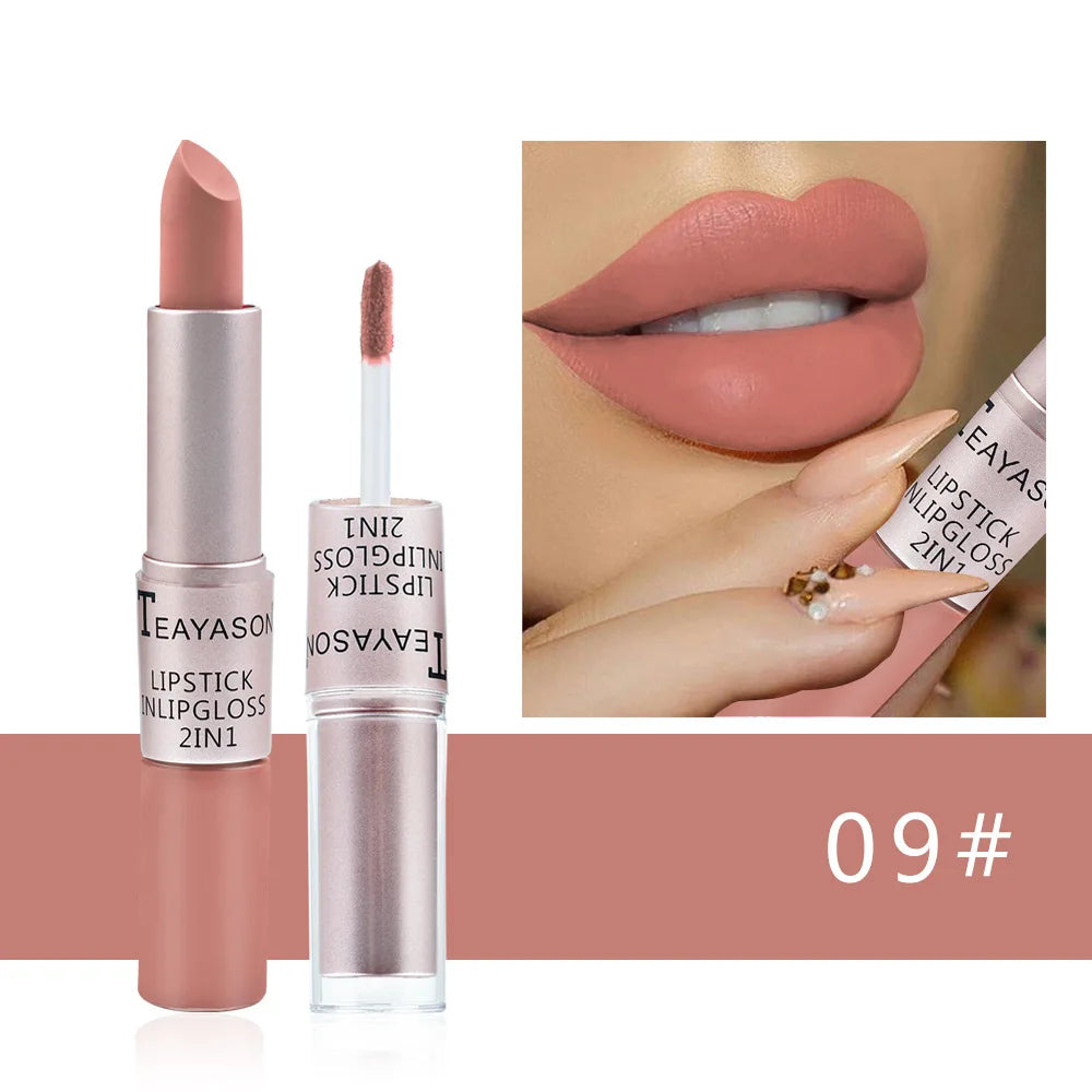 Rouge à Lèvres Velours Mat Premium – Longue Tenue 2-en-1 💄