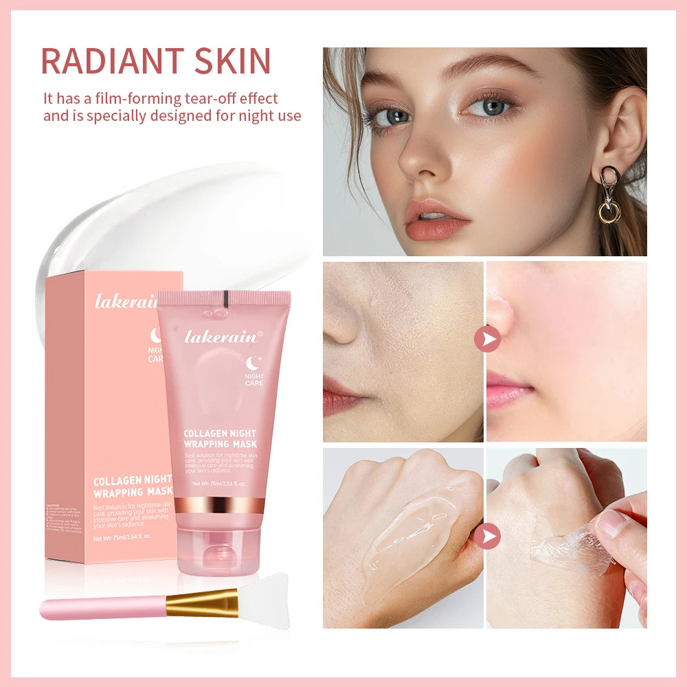 Masque Visage au Collagène Peel-Off avec Pinceau – Hydratation & Éclat de la Peau