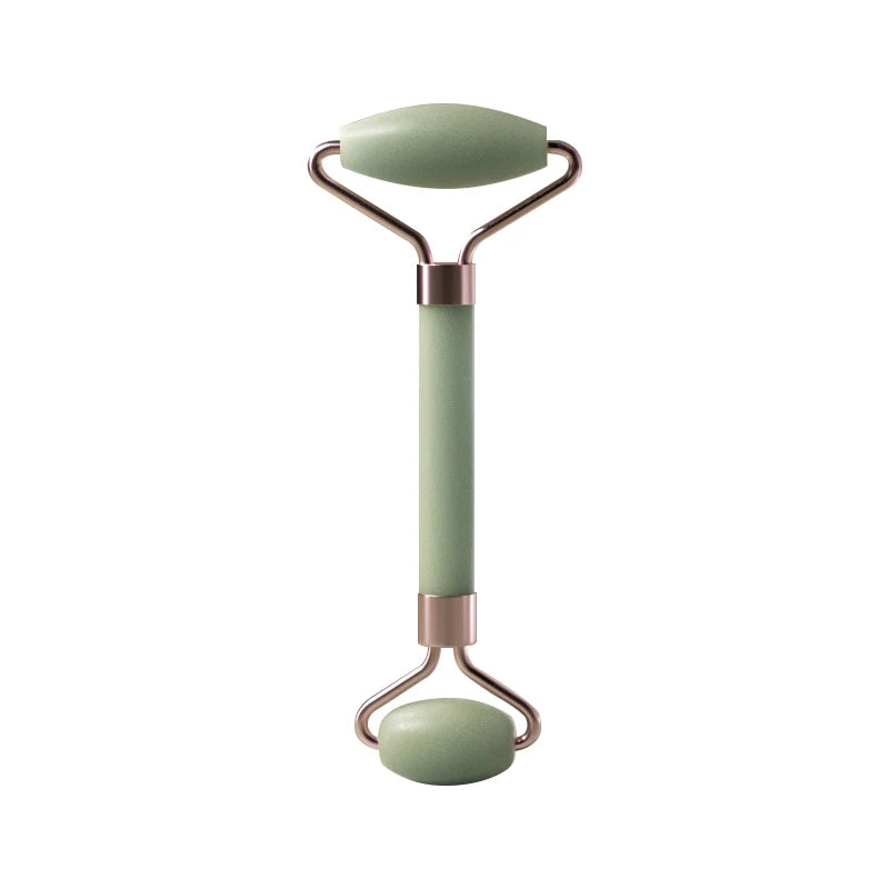 Rouleau de Massage Visage en Quartz Rose avec Pierre Gua Sha