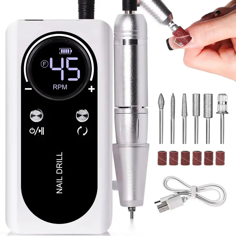 💅 Ponceuse Électrique Professionnelle pour Ongles – Kit de Manucure Complet