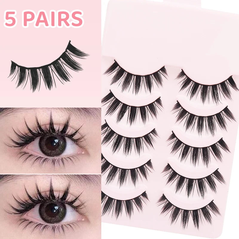 Faux Cils Naturels Réutilisables - Lot de 5 Paires