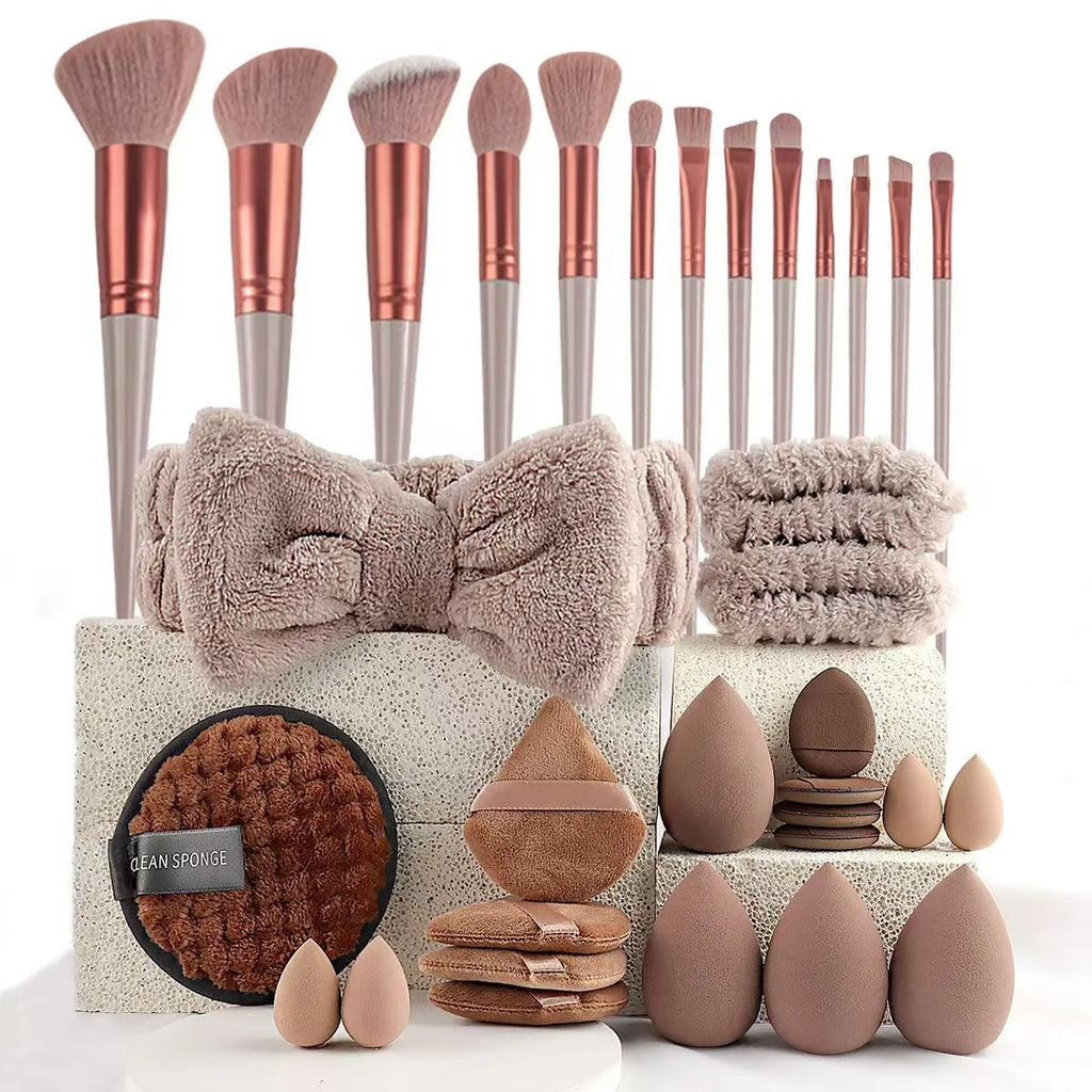 ✨ Coffret Luxe de Maquillage 33 Pièces – Kit Professionnel Complet avec Pinceaux, Éponges Blender & Accessoires Premium
