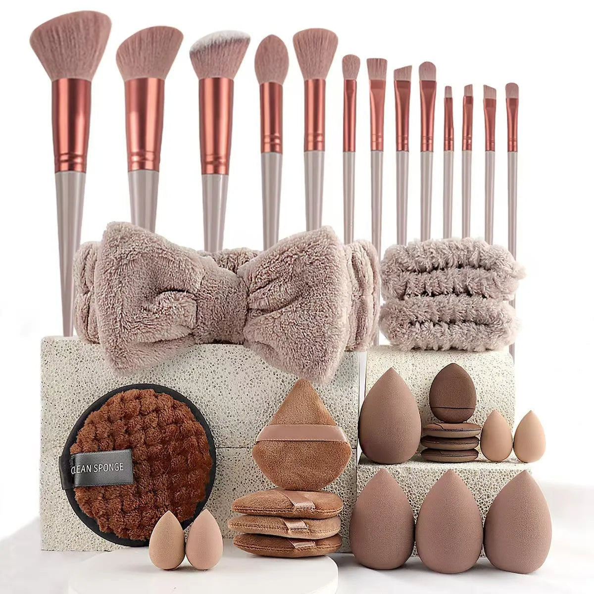 ✨ Coffret Luxe de Maquillage 33 Pièces – Kit Professionnel Complet avec Pinceaux, Éponges Blender & Accessoires Premium