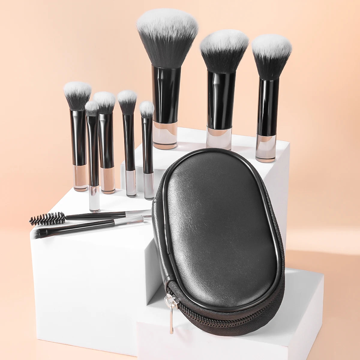 Coffret Signature de 10 Pinceaux de Maquillage Premium avec Trousse de Voyage – Finition Professionnelle