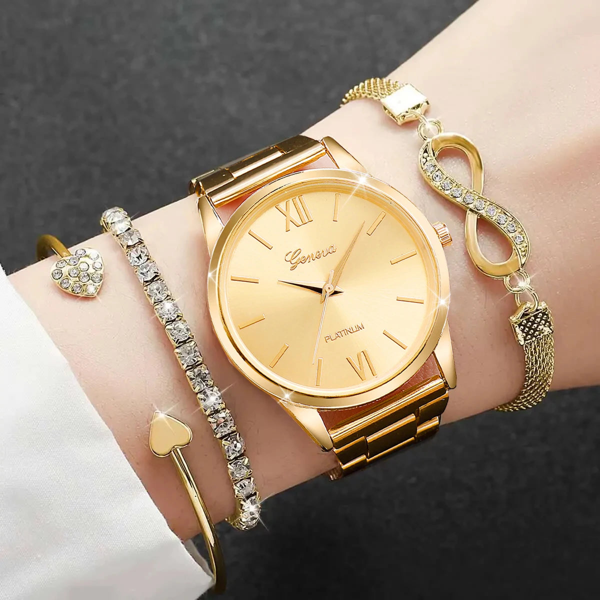 Montre Femme Éclat Majestueux Signature – Acier & Cristaux