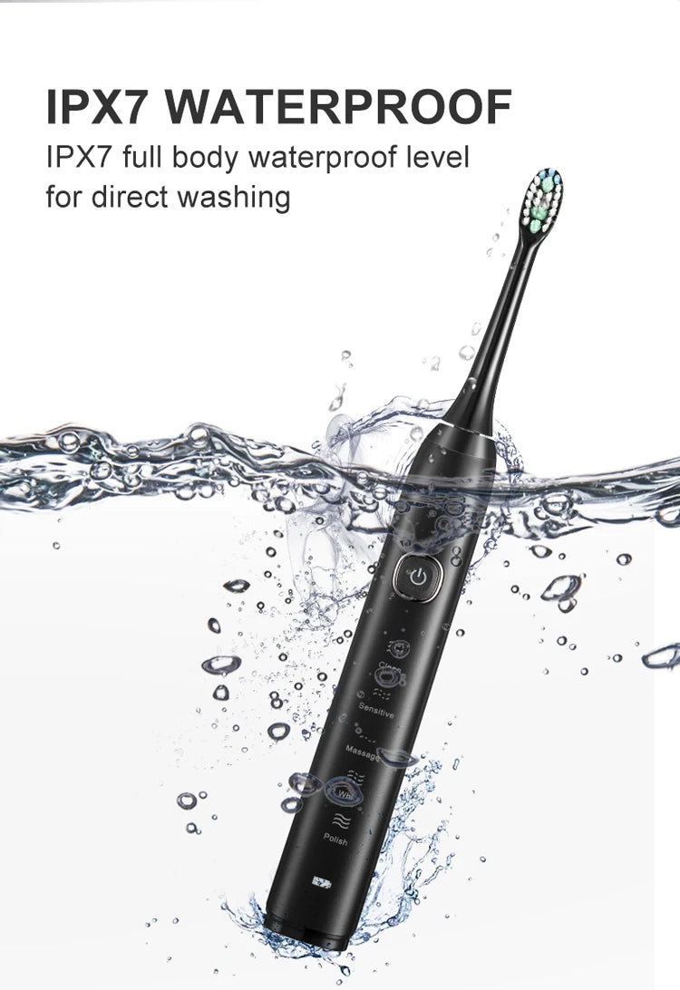 ✨ Brosse à Dents Électrique Sonique Professionnelle – Nettoyage Profond & Blancheur Éclatante | Rechargeable | 8 Têtes Incluses