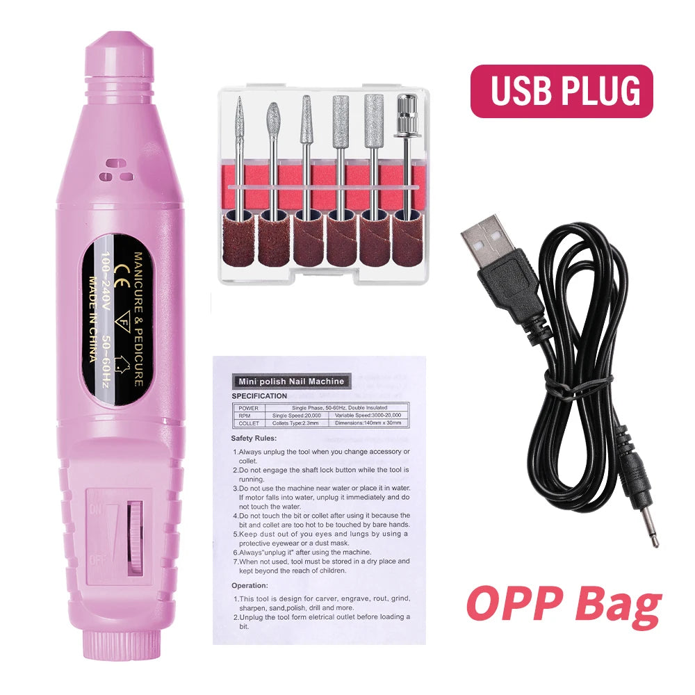 Kit Ponceuse Électrique Professionnelle pour Ongles – Coffret Complet Manucure & Pédicure