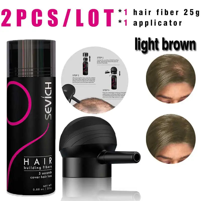 Poudre de Fibres Capillaires SEVICH à la Kératine – Effet Cheveux Plus Denses, Camoufle les Zones Clairsemées et la Perte de Cheveux