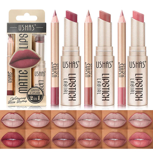 Crayon à Lèvres Mat  2-En-1 - Longue Tenue et Haute Pigmentation