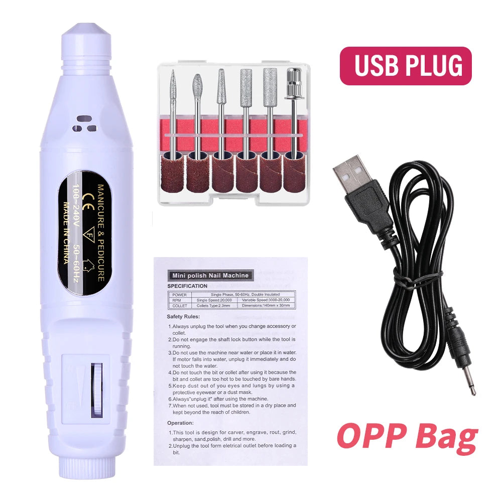 Kit Ponceuse Électrique Professionnelle pour Ongles – Coffret Complet Manucure & Pédicure