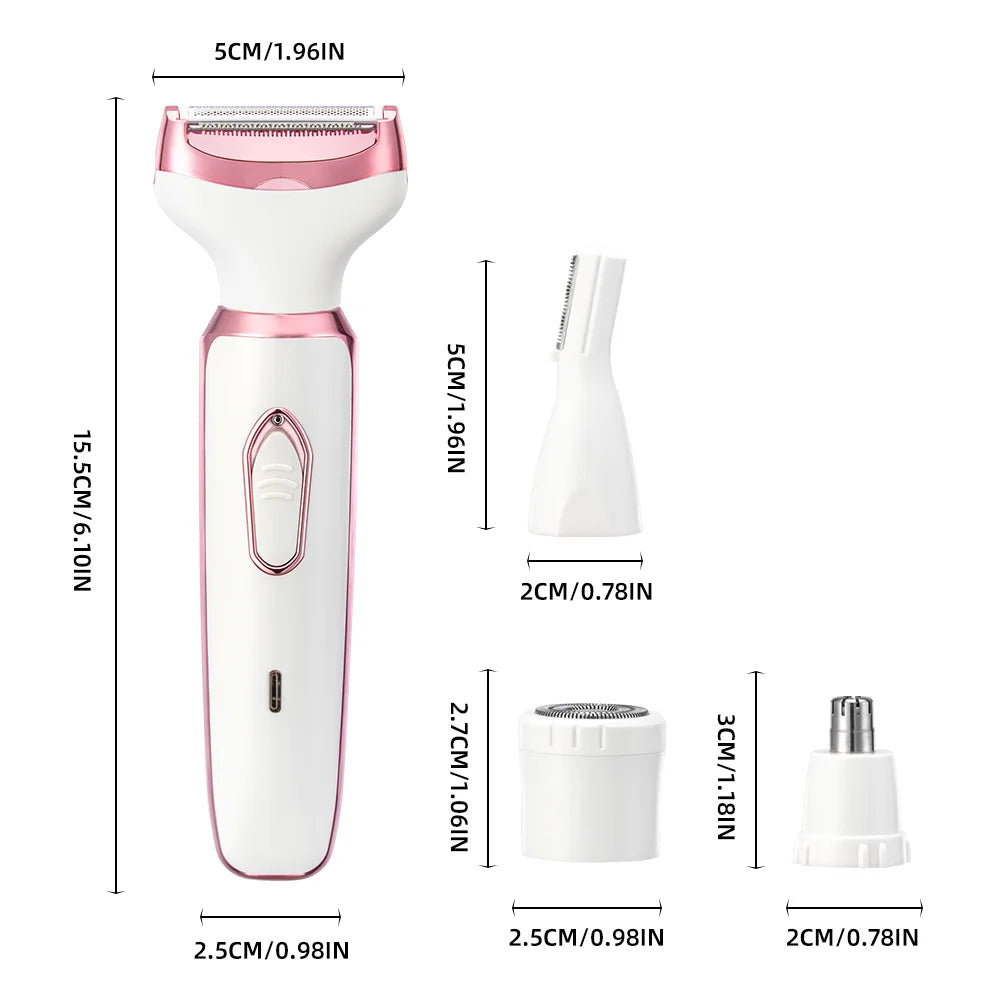 🪒 AquaSilk Elite™ | Rasoir Électrique 4-en-1 Rechargeable – Visage, Corps, Jambes, Aisselles & Maillot ✨💧