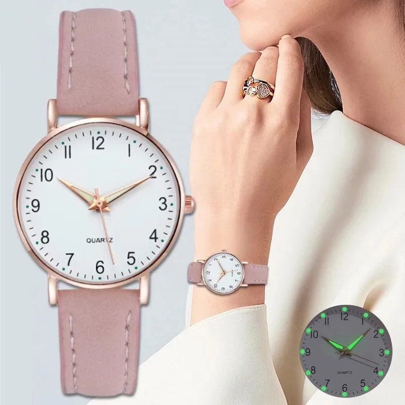 Montre Femme Tendance Décontractée – Bracelet en Cuir, Mouvement Quartz