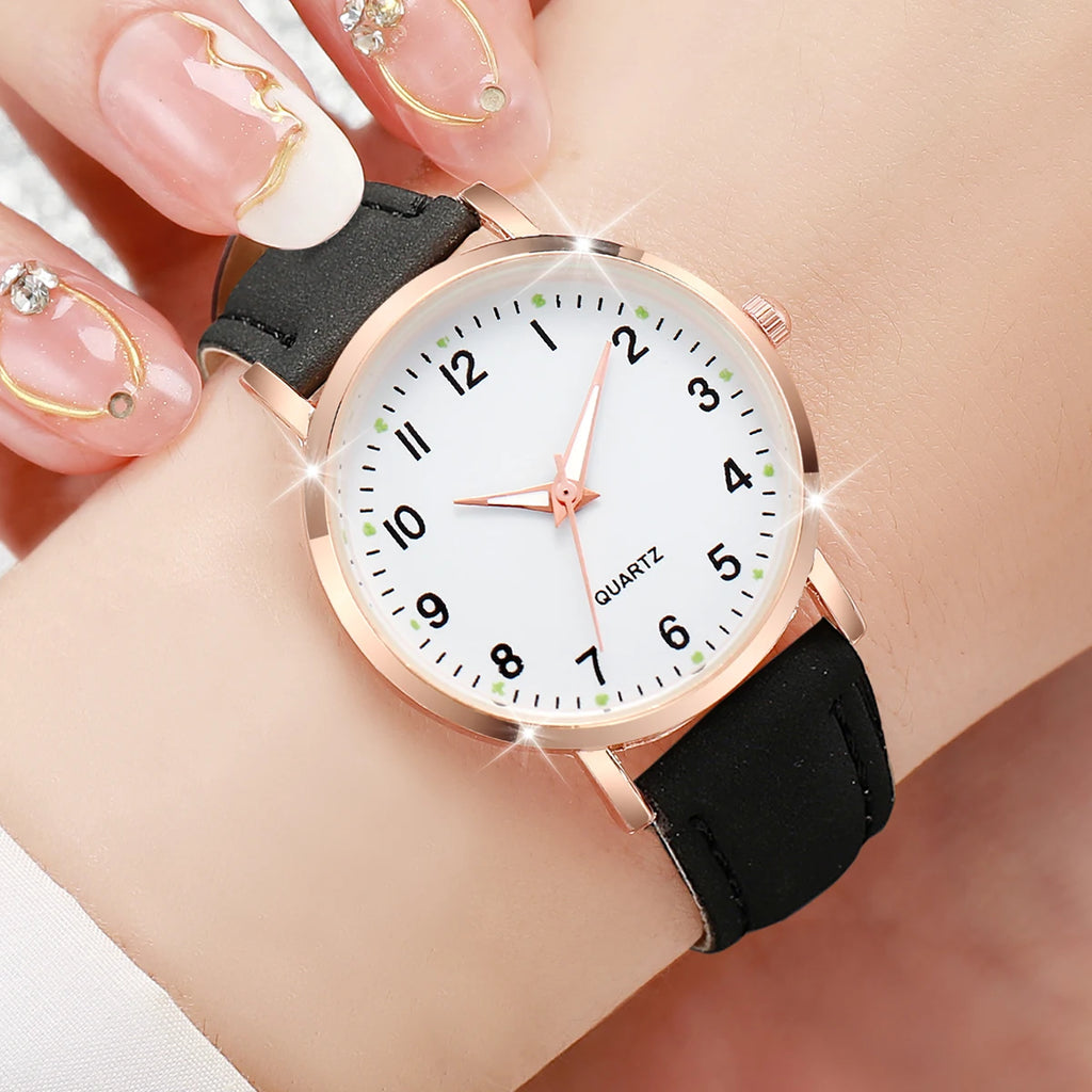 Montre Femme Tendance Décontractée – Bracelet en Cuir, Mouvement Quartz
