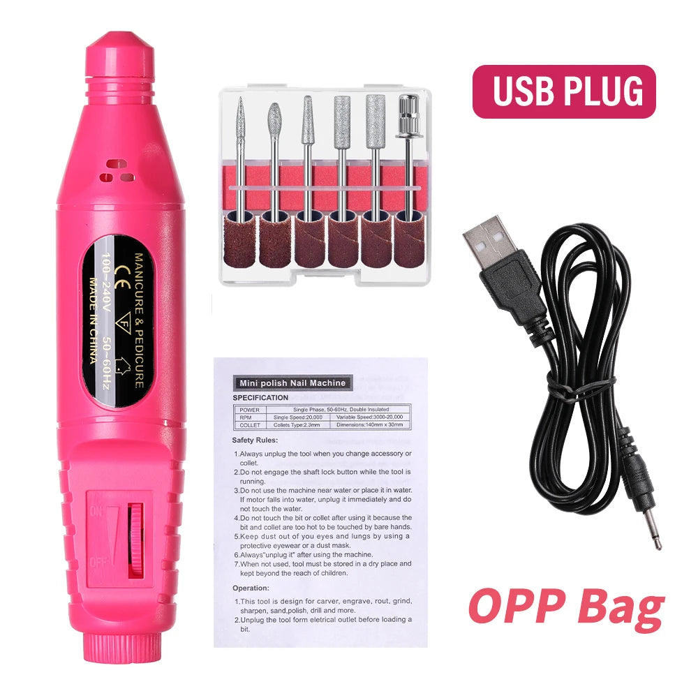 Kit Ponceuse Électrique Professionnelle pour Ongles – Coffret Complet Manucure & Pédicure
