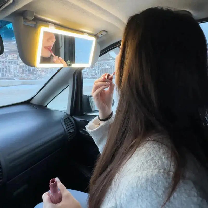 ✨ Miroir de Maquillage LED HD Premium – Rechargeable USB, Éclairage Naturel & Fixation Universelle pour Voiture