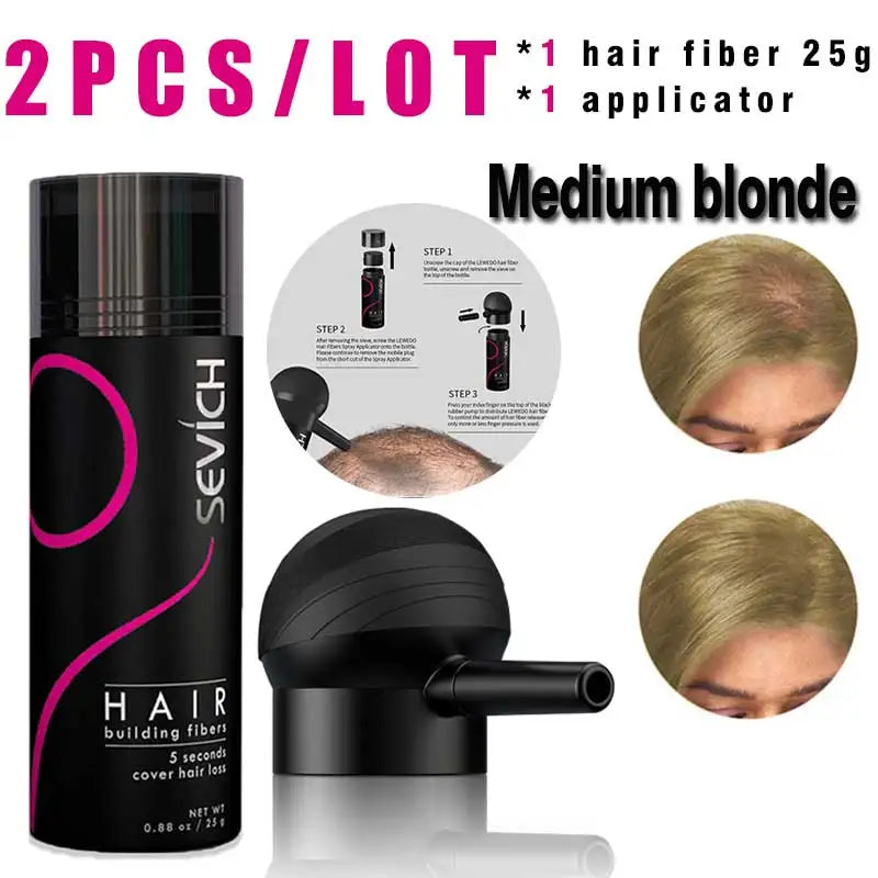 Poudre de Fibres Capillaires SEVICH à la Kératine – Effet Cheveux Plus Denses, Camoufle les Zones Clairsemées et la Perte de Cheveux