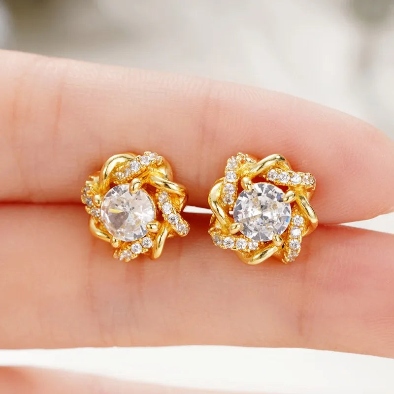 Éclat Royal™ – Boucles d’Oreilles Florales Dorées