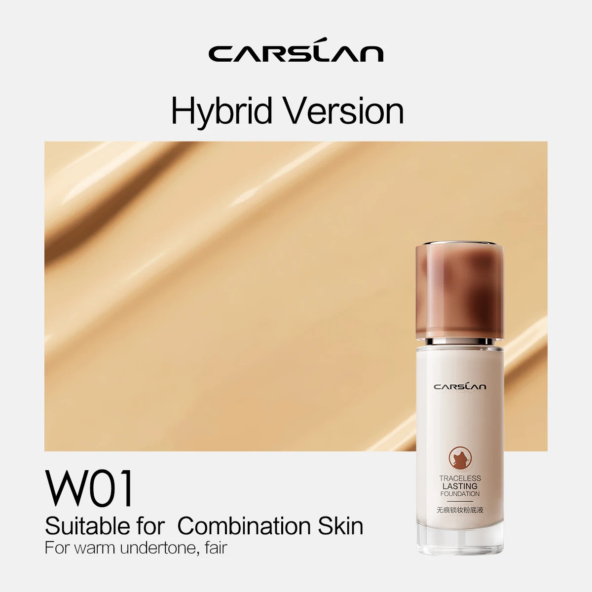 CARSLAN Fond de Teint Liquide Professionnel – Haute Couvrance, Longue Tenue & Hydratation