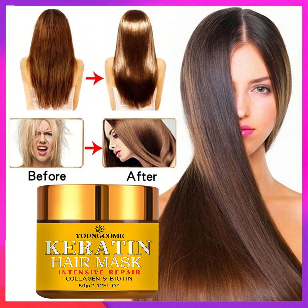 Masque Capillaire Luxe Biotine & Kératine – Réparation Profonde des Cheveux Secs et Abîmés
