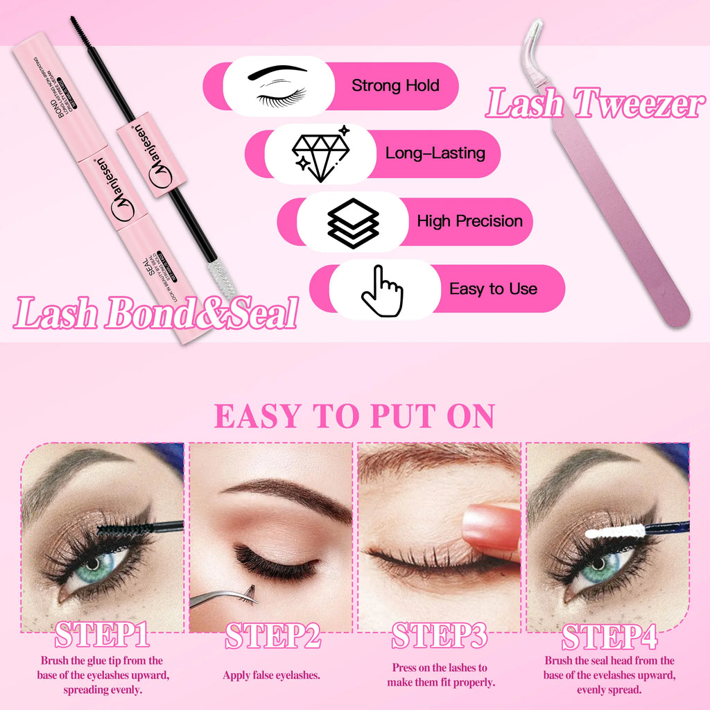 Kit Extensions de Cils DIY Professionnel – Waterproof, Tenue Longue Durée avec Pinceaux & Adhésif