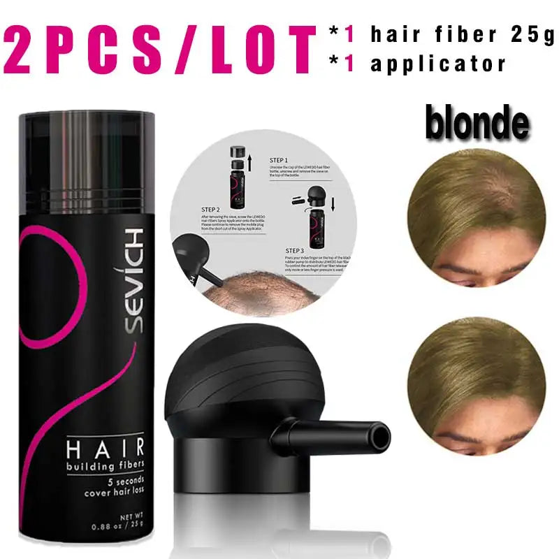 Poudre de Fibres Capillaires SEVICH à la Kératine – Effet Cheveux Plus Denses, Camoufle les Zones Clairsemées et la Perte de Cheveux
