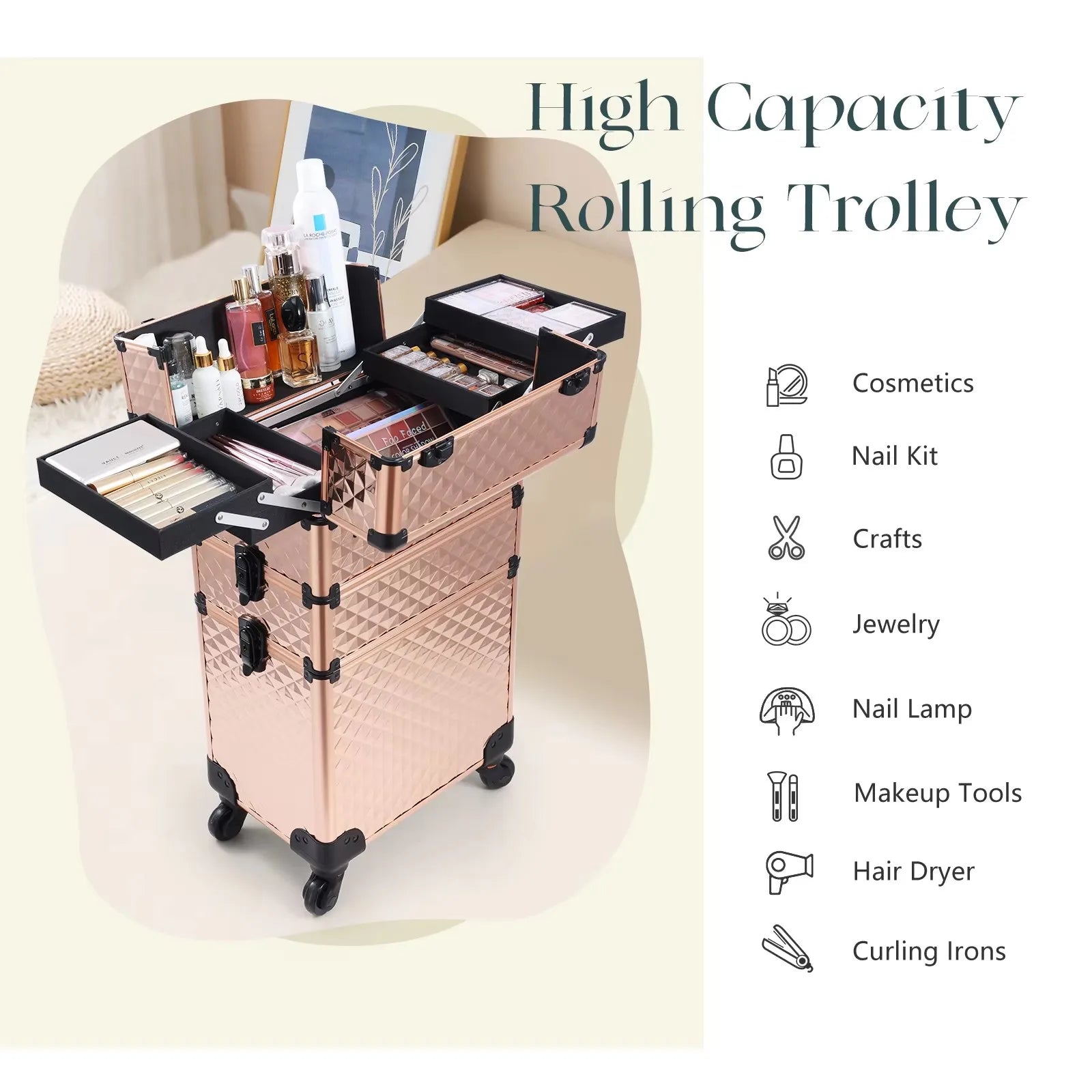 💼 Valise Professionnelle Prestige™ – Trolley Cosmétique de Luxe avec Grande Capacité