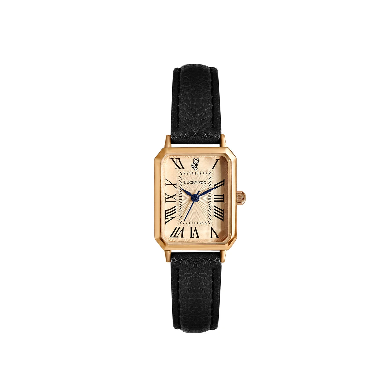 Montre Femme Élégance Absolue – Cadran Doré & Bracelet Cuir Noir