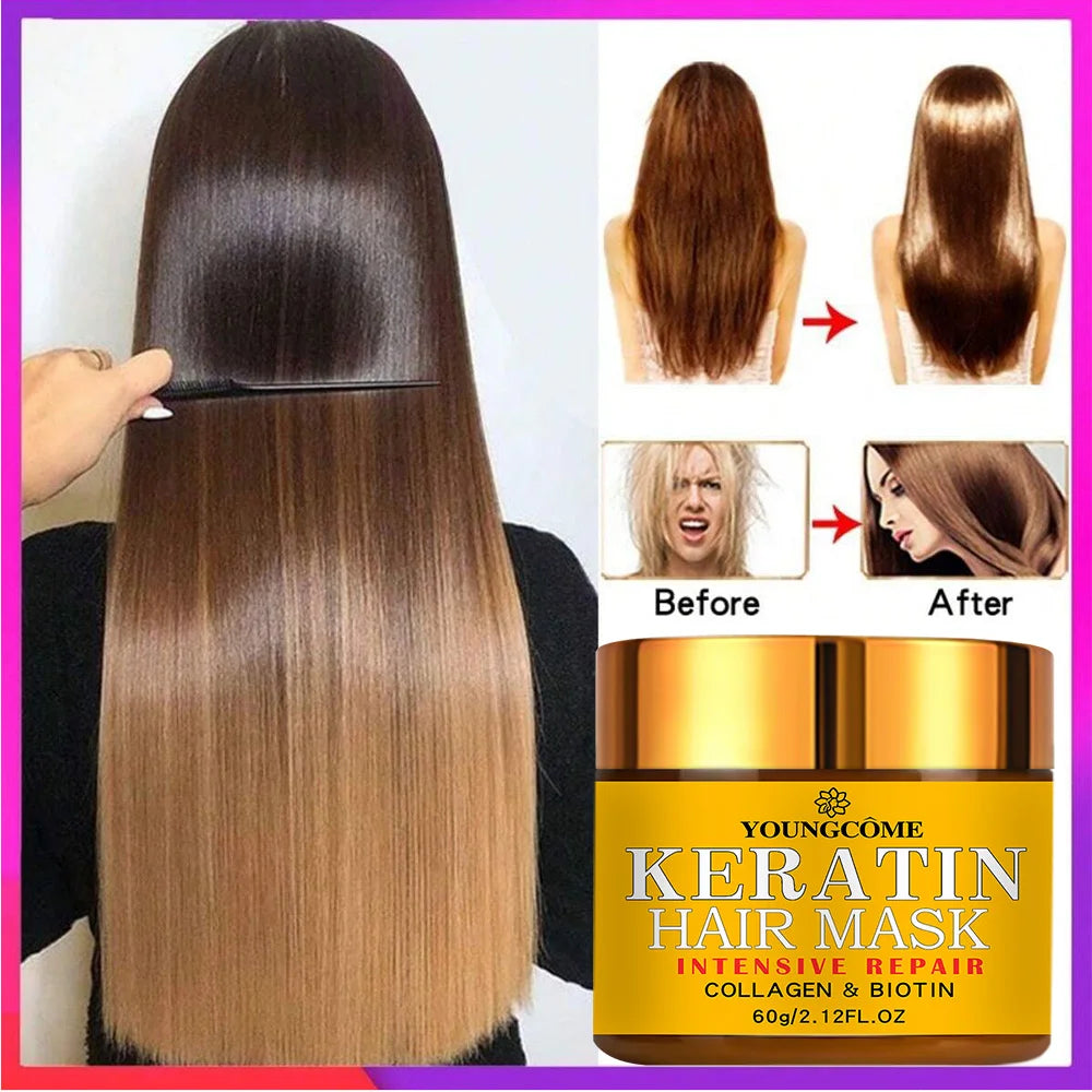 Masque Capillaire Luxe Biotine & Kératine – Réparation Profonde des Cheveux Secs et Abîmés