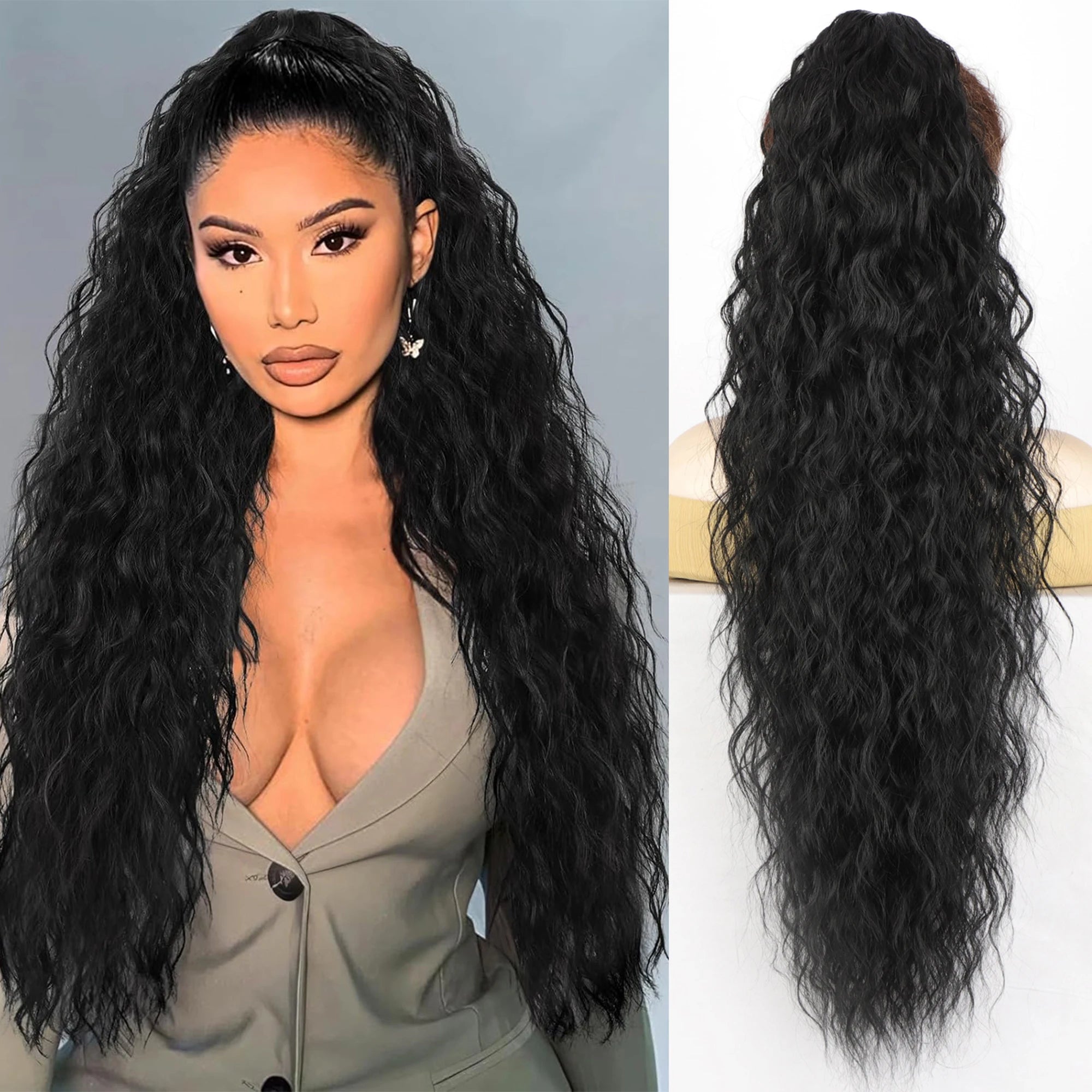 ✨ Queue de Cheval Ondulée de Luxe – Volume Instantané