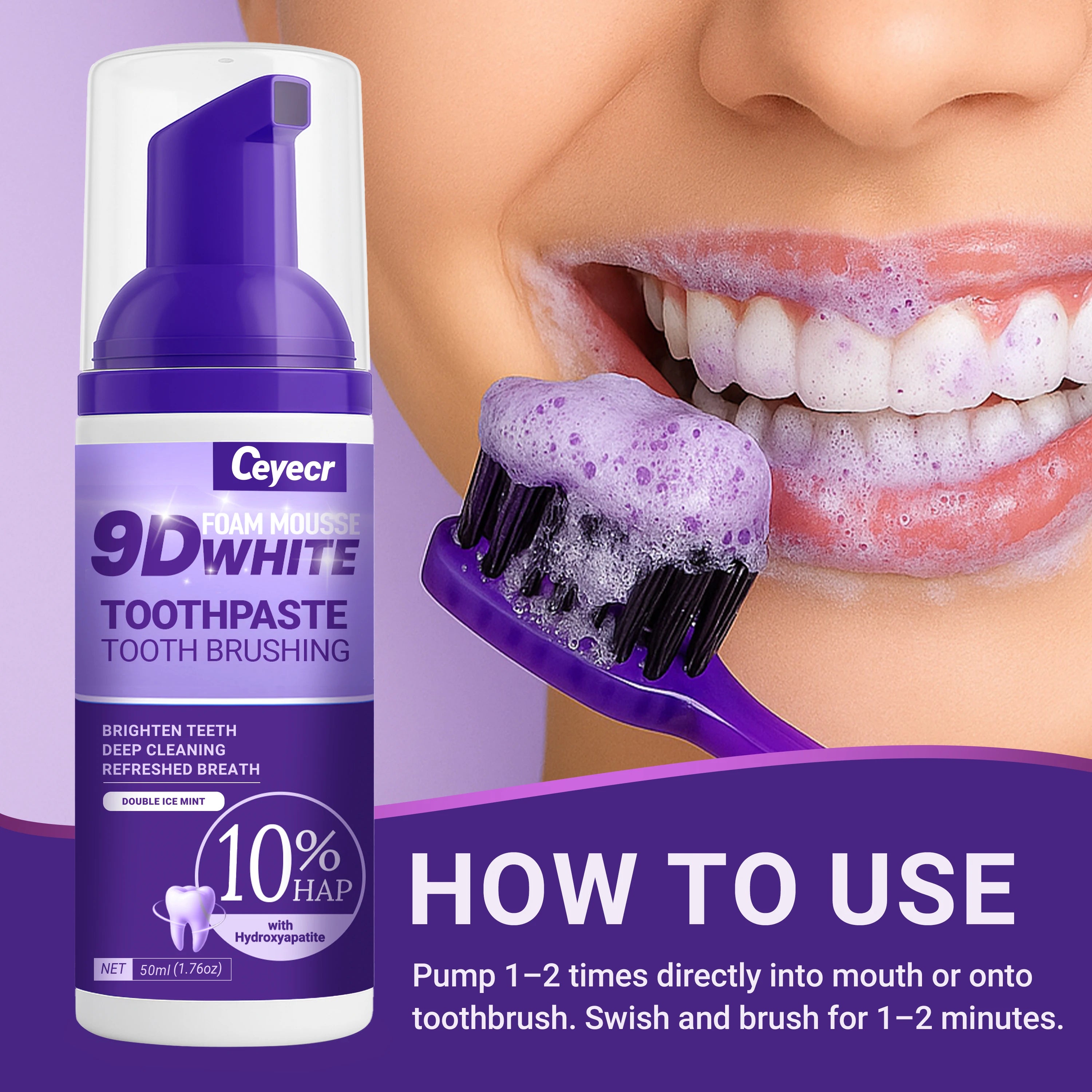 * Dentifrice Mousse 9D Éclat & Blancheur
