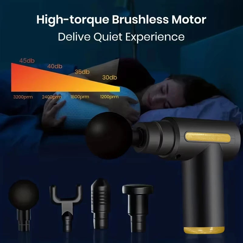 ✨ Pistolet de Massage Musculaire Portable – 6 Niveaux d’Intensité Rechargeable USB