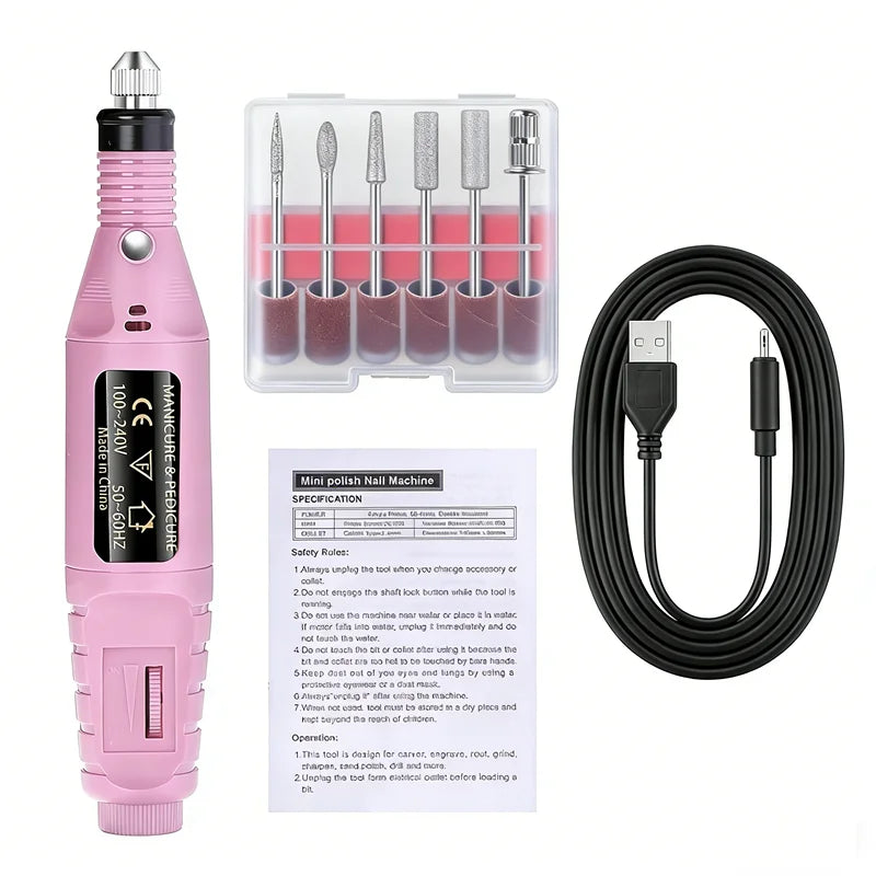 💅 Ponceuse Électrique Professionnelle pour Ongles – Kit de Manucure Complet