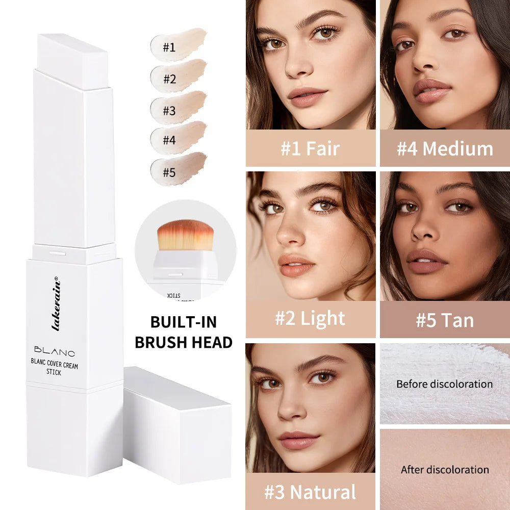 💎 Fond de Teint Stick Premium – Haute Couvrance, Fini Naturel & Pinceau Intégré Professionnel