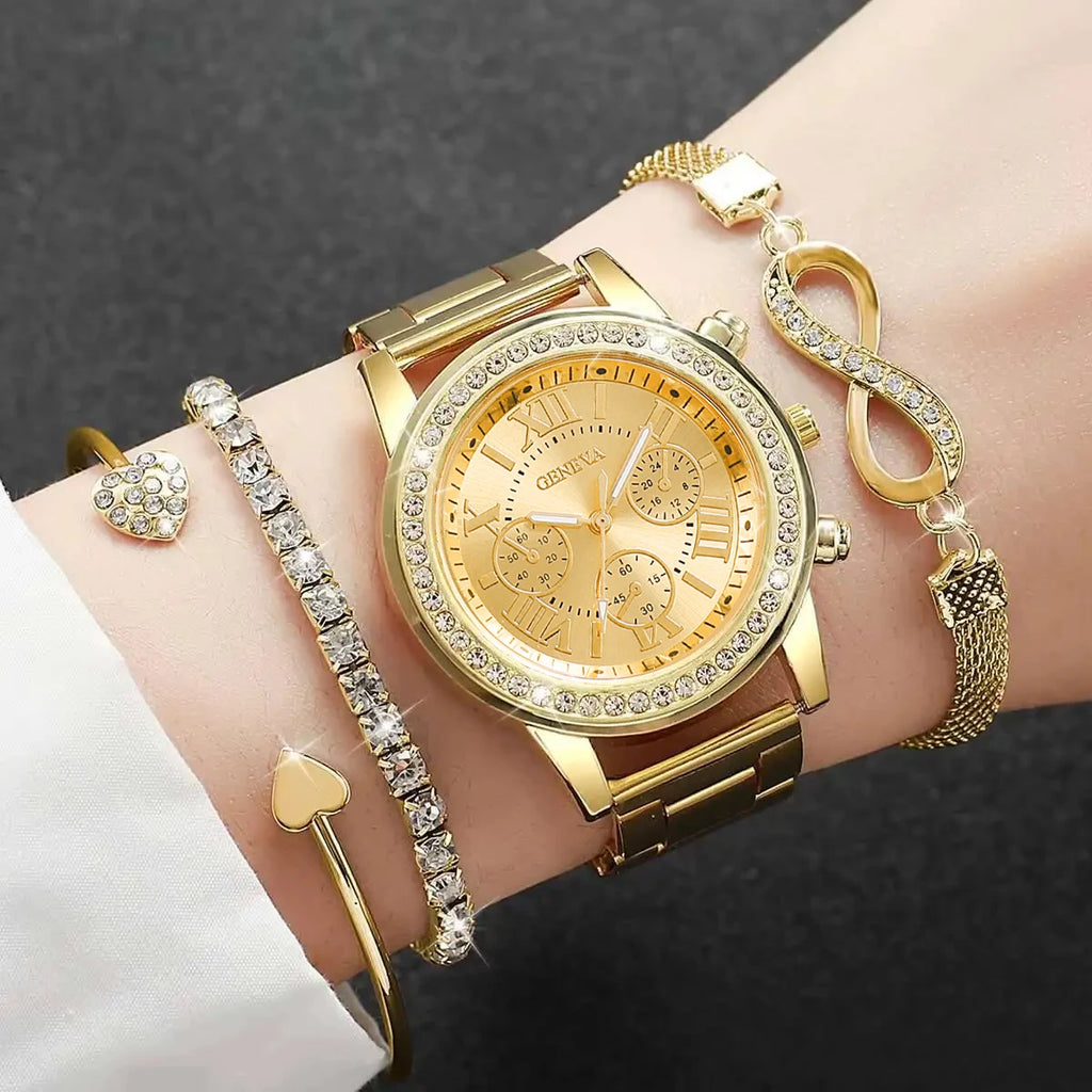 Montre Femme Éclat Majestueux Signature – Acier & Cristaux