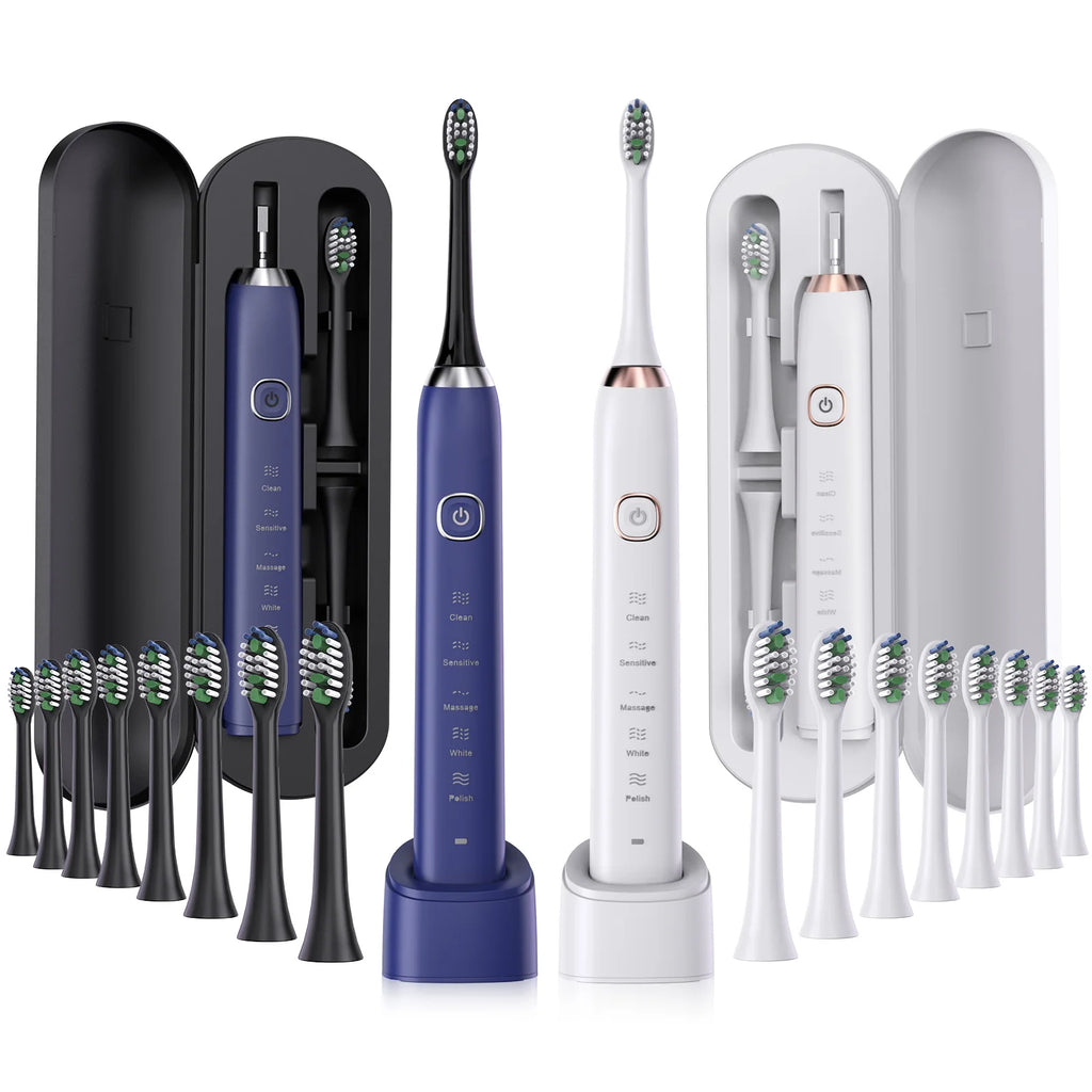 ✨ Brosse à Dents Électrique Sonique Professionnelle – Nettoyage Profond & Blancheur Éclatante | Rechargeable | 8 Têtes Incluses