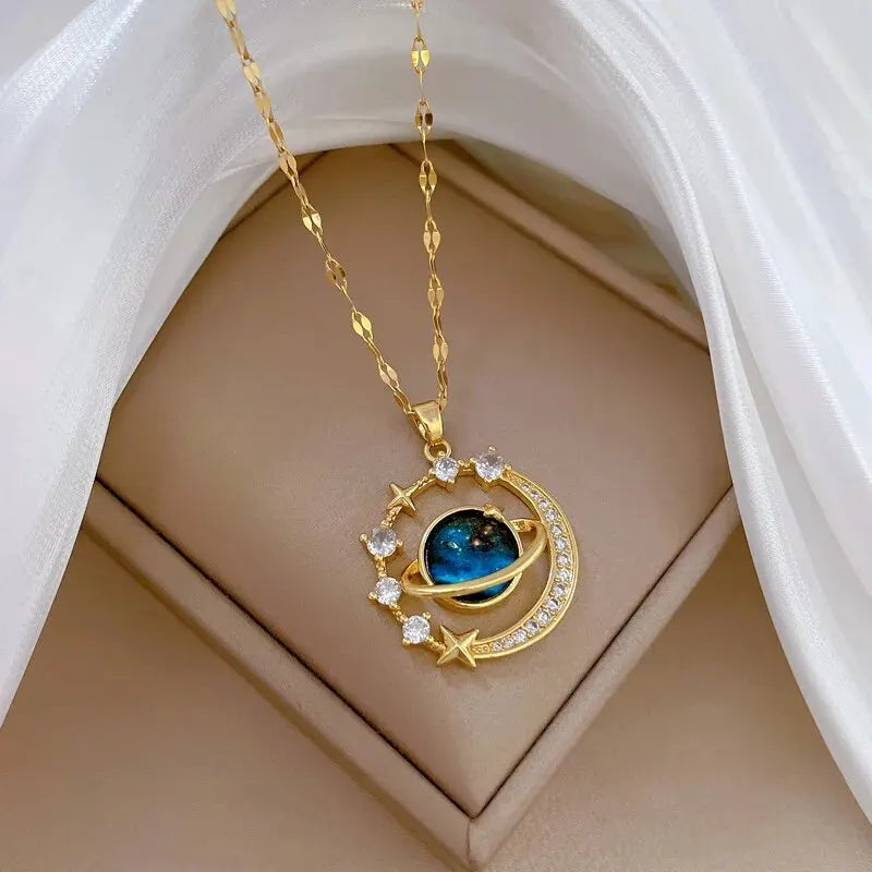 Collier Constellation Luxe – Planète et Lune
