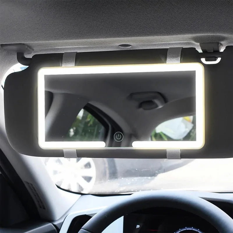 ✨ Miroir de Maquillage LED HD Premium – Rechargeable USB, Éclairage Naturel & Fixation Universelle pour Voiture