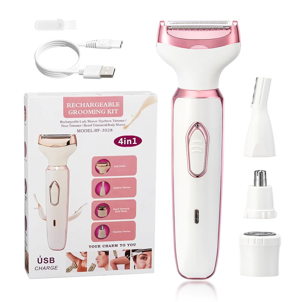 🪒 AquaSilk Elite™ | Rasoir Électrique 4-en-1 Rechargeable – Visage, Corps, Jambes, Aisselles & Maillot ✨💧