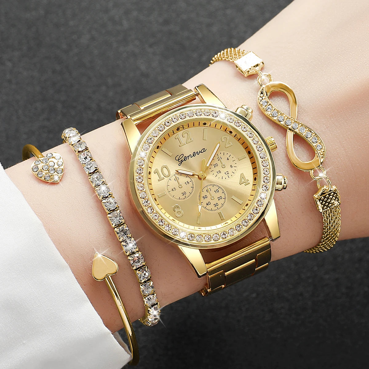 Montre Femme Éclat Majestueux Signature – Acier & Cristaux