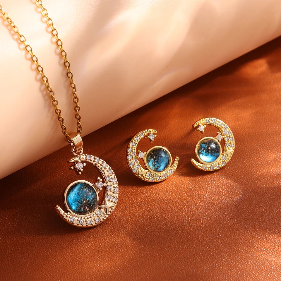 Collier Constellation Luxe – Planète et Lune
